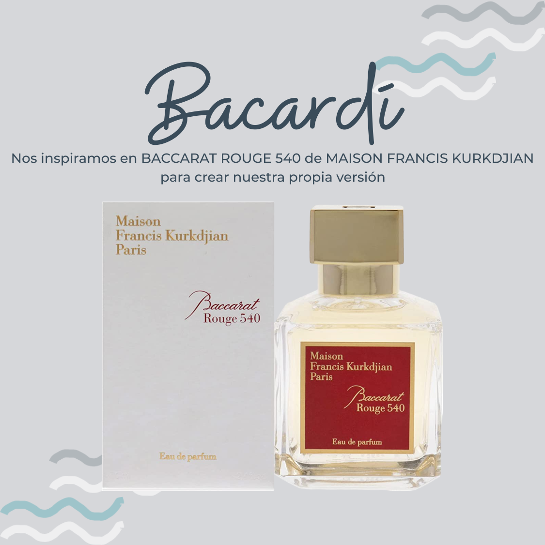 Perfume Bacardí Inspirado en BACCARAT ROUGE 540 de MAISON FRANCIS KURDJIAN - PerfumeriaEau