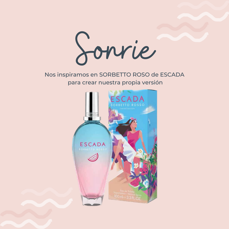 Perfume Sonríe inspirado en SORBETTO ROSO de ESCADA